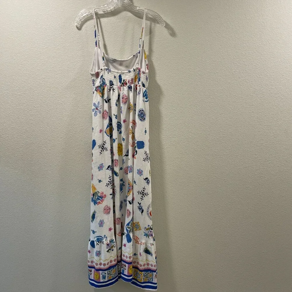 ANTHROPOLOGIE +Label of Love "Portofino" Maxi Sundress Floral White/Blue Women M - Picture 4 of 13